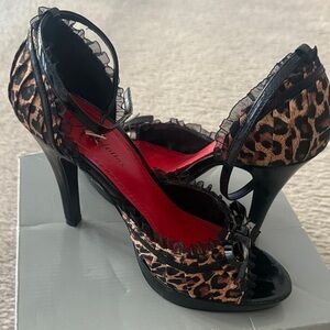 Leopard Print Peep Toe Heels